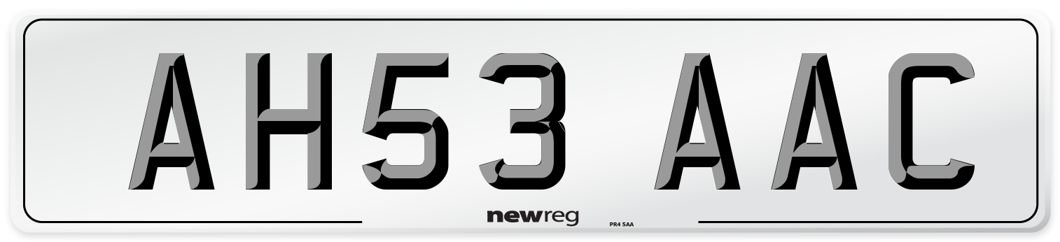 AH53 AAC Number Plate from New Reg